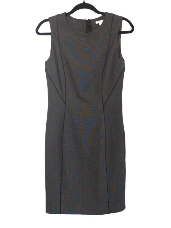 H&M Dresses & Skirts - H&M Grey Fitted Work Sheath Dress Sz 8 Bodycon Tailored Piping Pencil Sleeveless